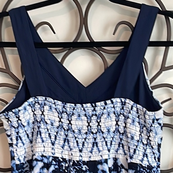 STYLE & CO. SLEEVELESS ASYMMETRICAL TIE DYED MIDI DRESS BLUE WHITE SIZE XS - Picture 8 of 12